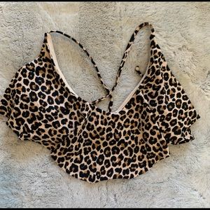 Leopard Ruffled Bikini Top